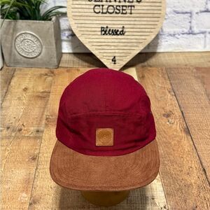 Vintage Obey Propaganda 5 Panel Red Maroon Adjustable Hat Suede bill